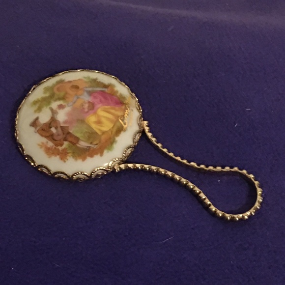 Limoges Jewelry - Small Limoges Hand Mirror.  So Sad, I dropped a mirror cracked - bundle only.